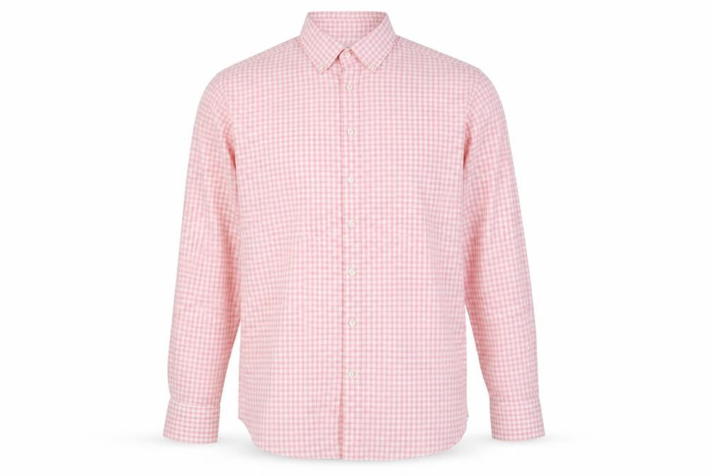 Charles Tyrwhitt Men's Red Check Slim Fit Long Sleeve Shirt