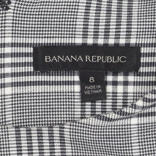 Banana Republic Women's Black Check Sleeveless Dress – Size 8