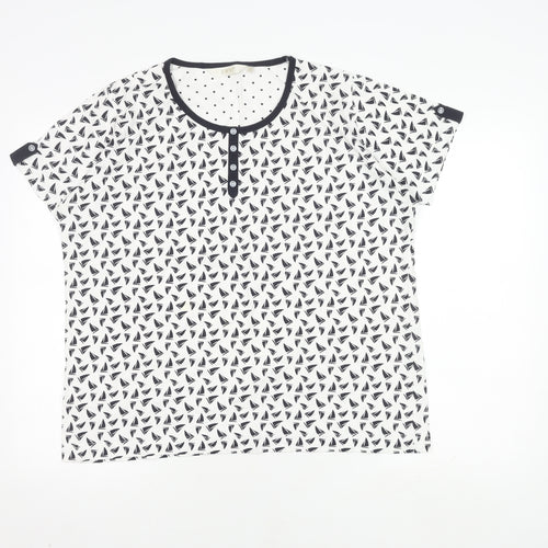 EWM Nautical White T-Shirt, L, Unisex, Button Accent
