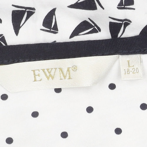 EWM Nautical White T-Shirt, L, Unisex, Button Accent