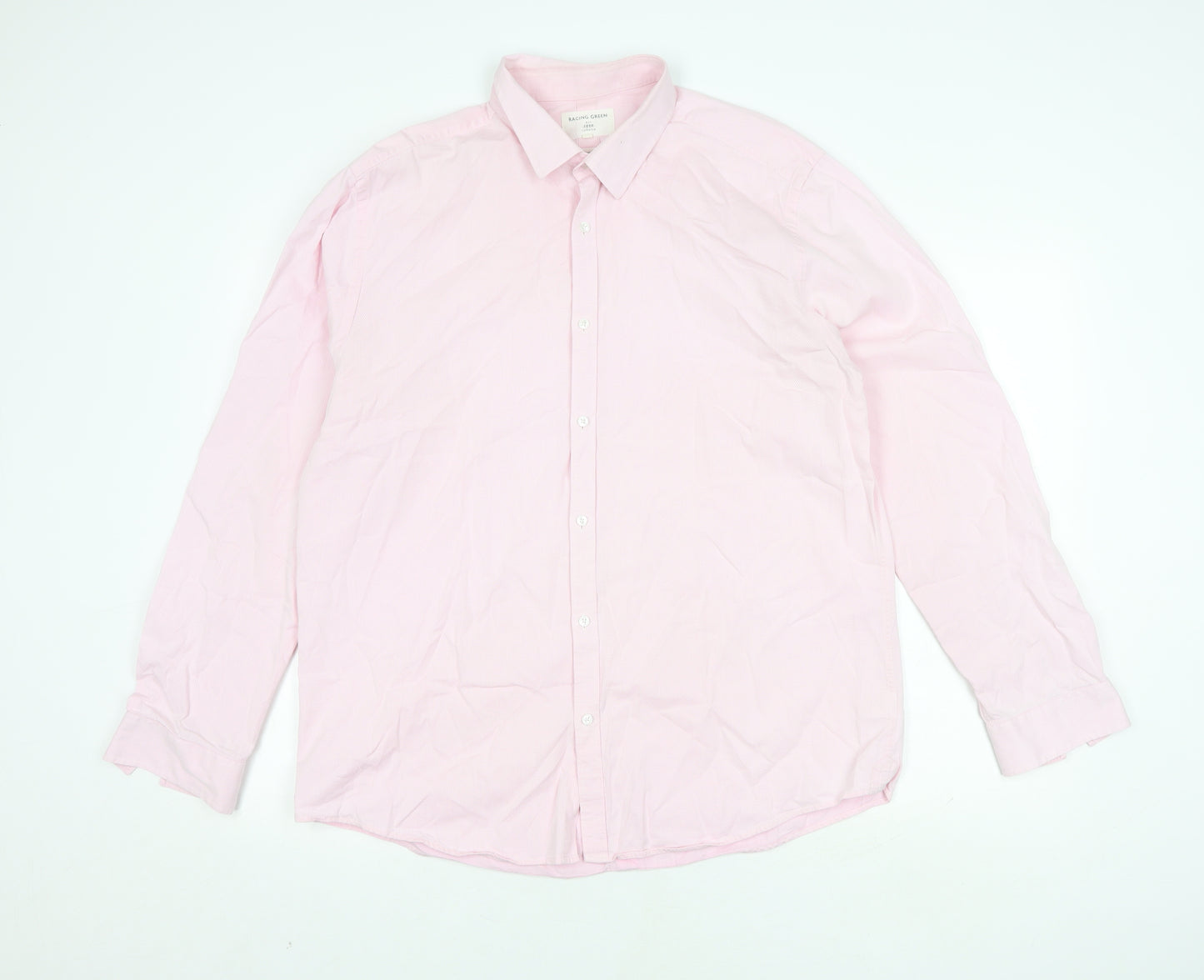 Racing Green Men's Pink Button-Up Shirt 17.5