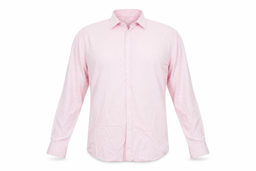 Front view of Racing Green Men's Pink Button-Up Shirt 17.5