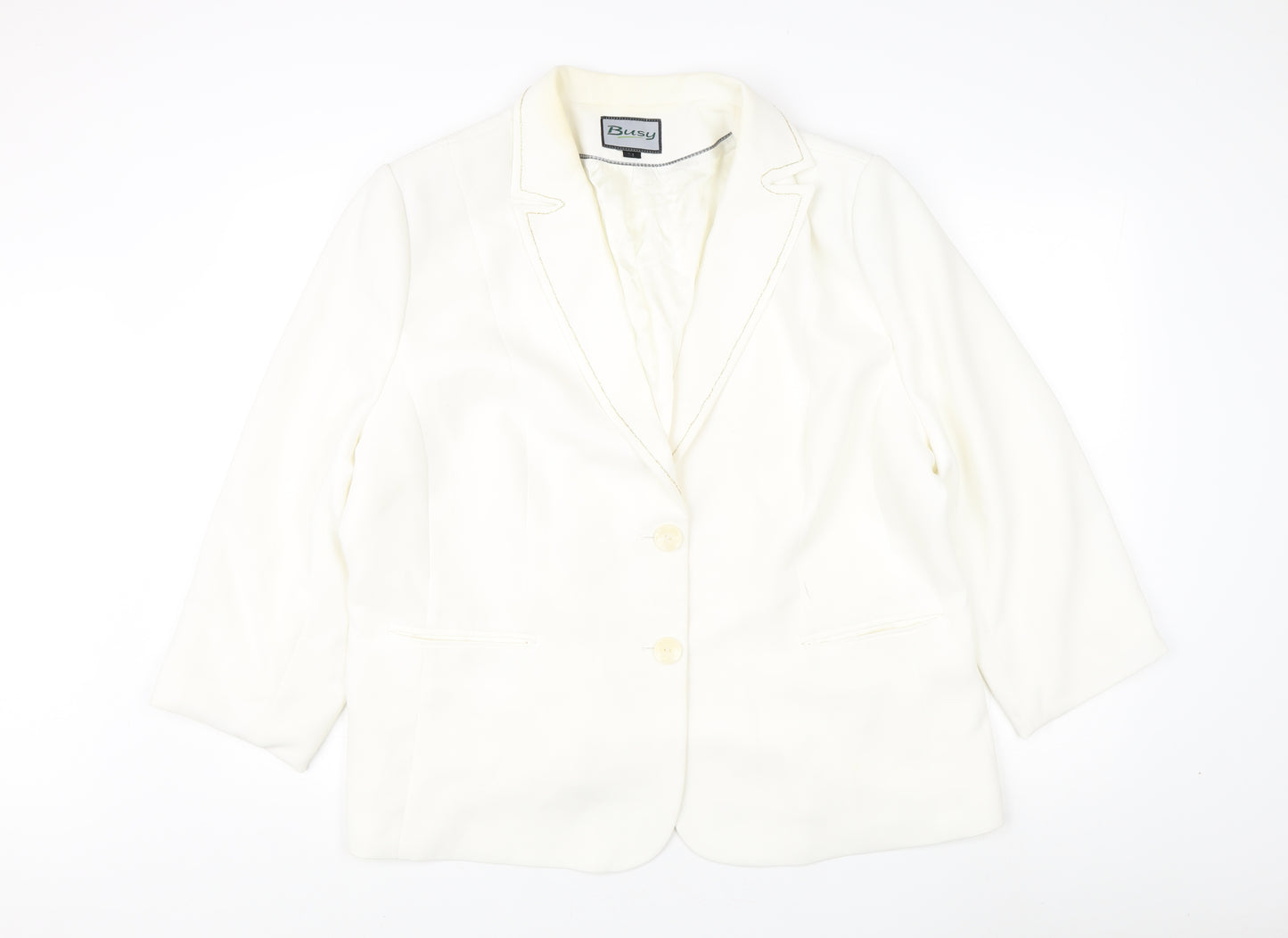 Busy Women's White Blazer Size 24 Plus Lined Button