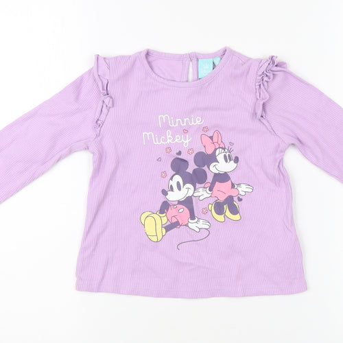 Disney Girls Purple Minnie Mickey Long Sleeve Shirt, 24 Months