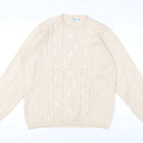 Jumper Women's Beige Crew Neck Pullover M