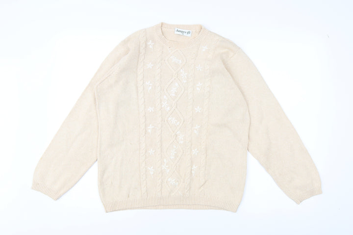 Jumper Women's Beige Crew Neck Pullover M