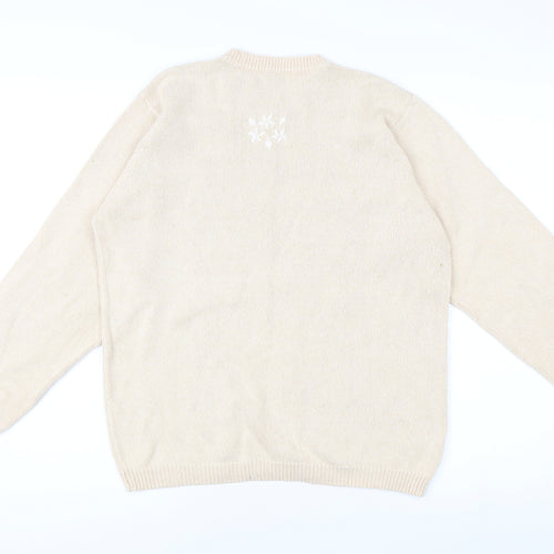Jumper Women's Beige Crew Neck Pullover M