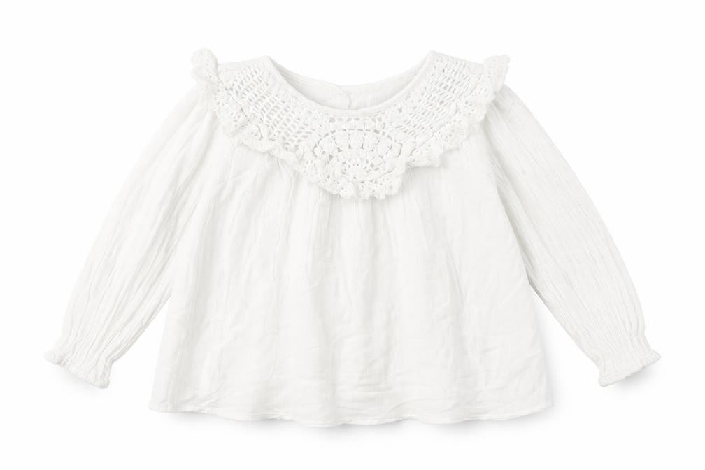 Front view of Zara girls’ ivory crochet blouse 3-4 years