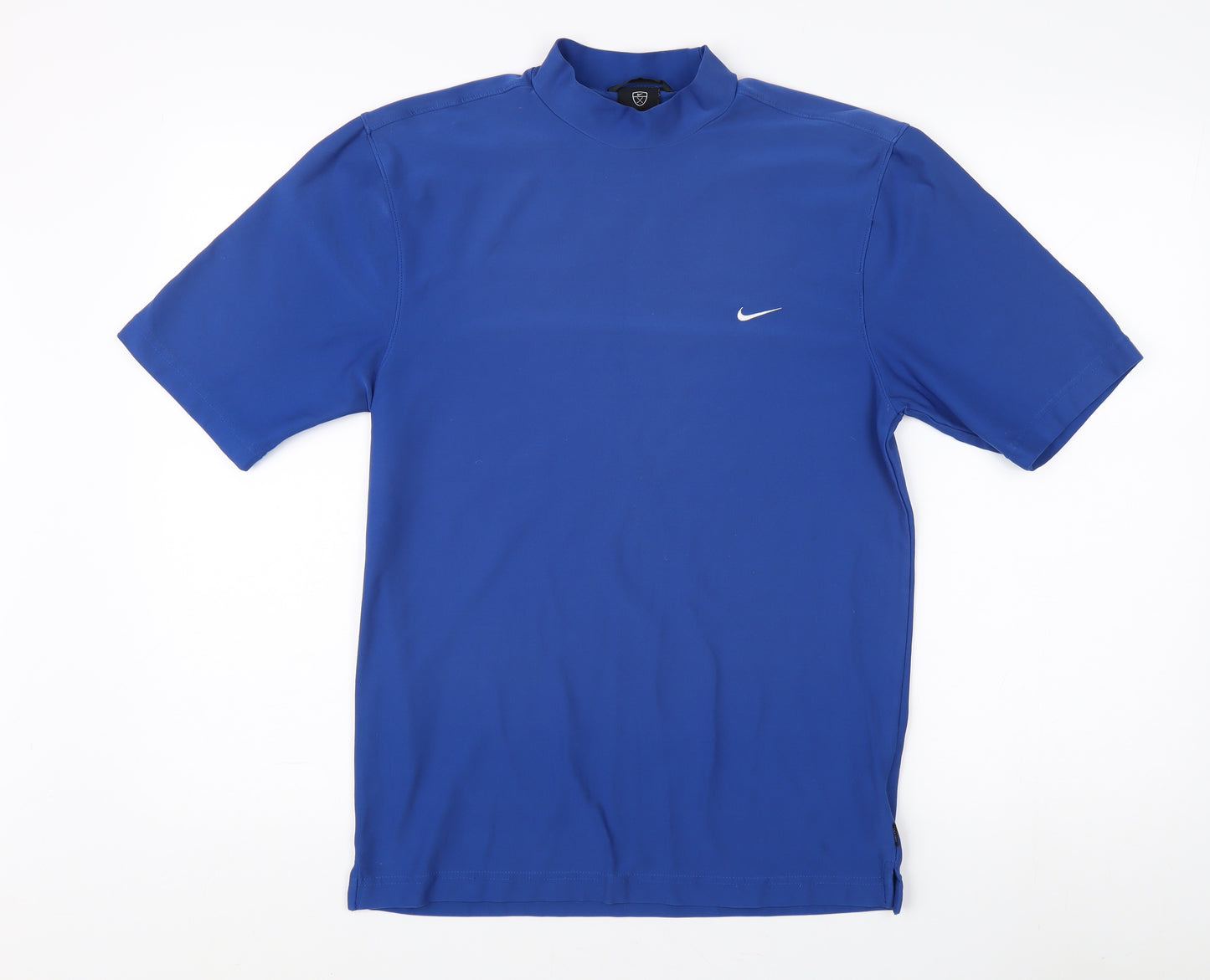 Nike Men's Blue Mock Neck Activewear T-Shirt - S