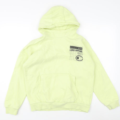 Marks and Spencer Boys Green Hoodie 13-14 Years Cotton Blend