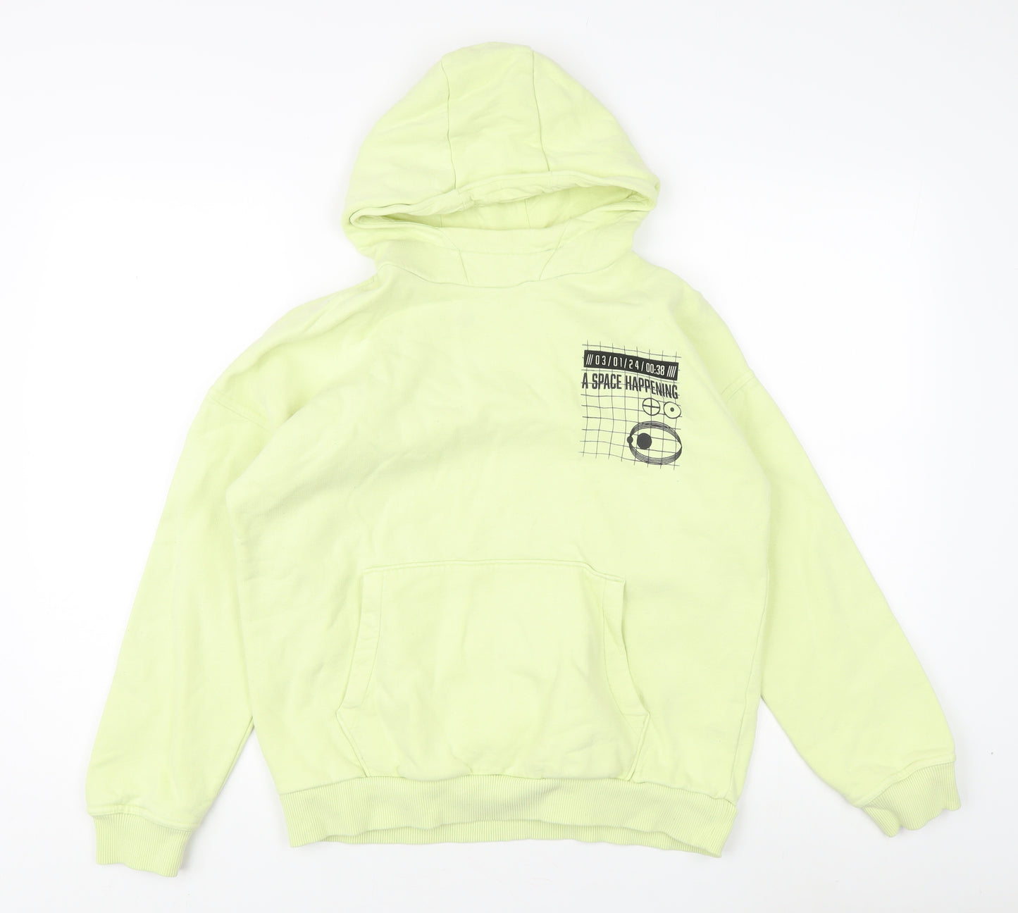 Marks and Spencer Boys Green Hoodie 13-14 Years Cotton Blend