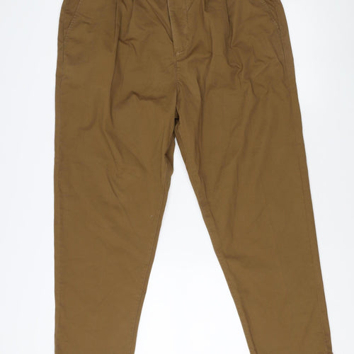 FW Bridge Men's Brown Pleated Tapered Trousers 36