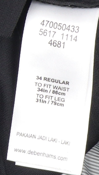 Jeff Banks Men's Black Suit Trousers, 34W 31L
