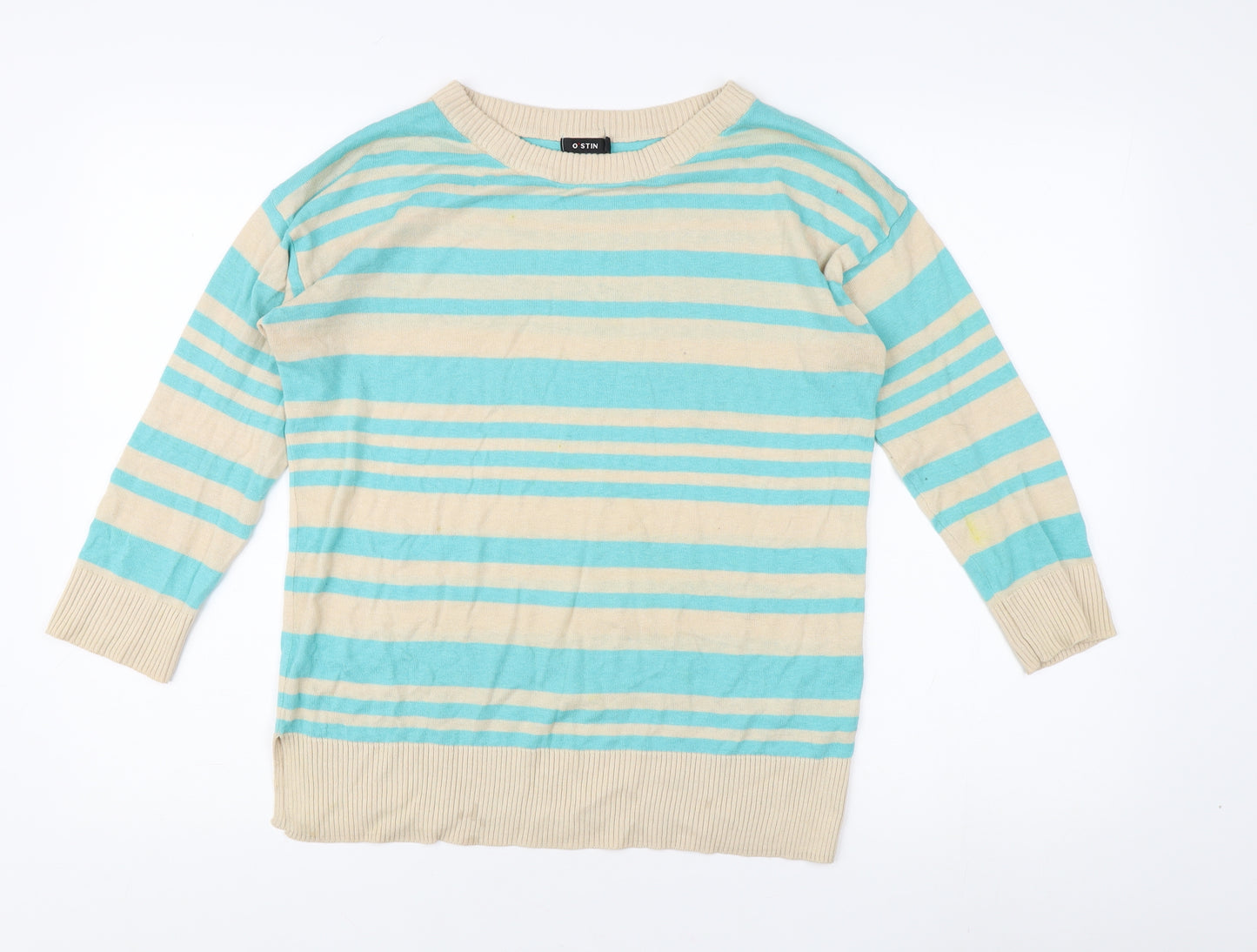 O'Stin Women's Beige Striped Pullover Jumper Size L