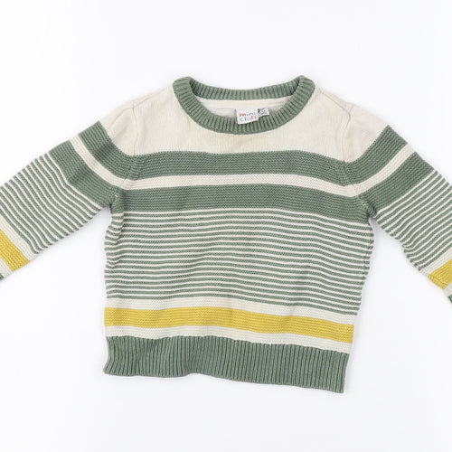 Mini Club Unisex Green Pullover Jumper, 9-12 Months, Striped Knit