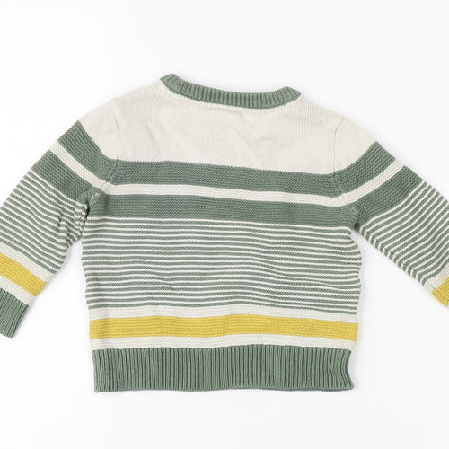 Mini Club Unisex Green Pullover Jumper, 9-12 Months, Striped Knit