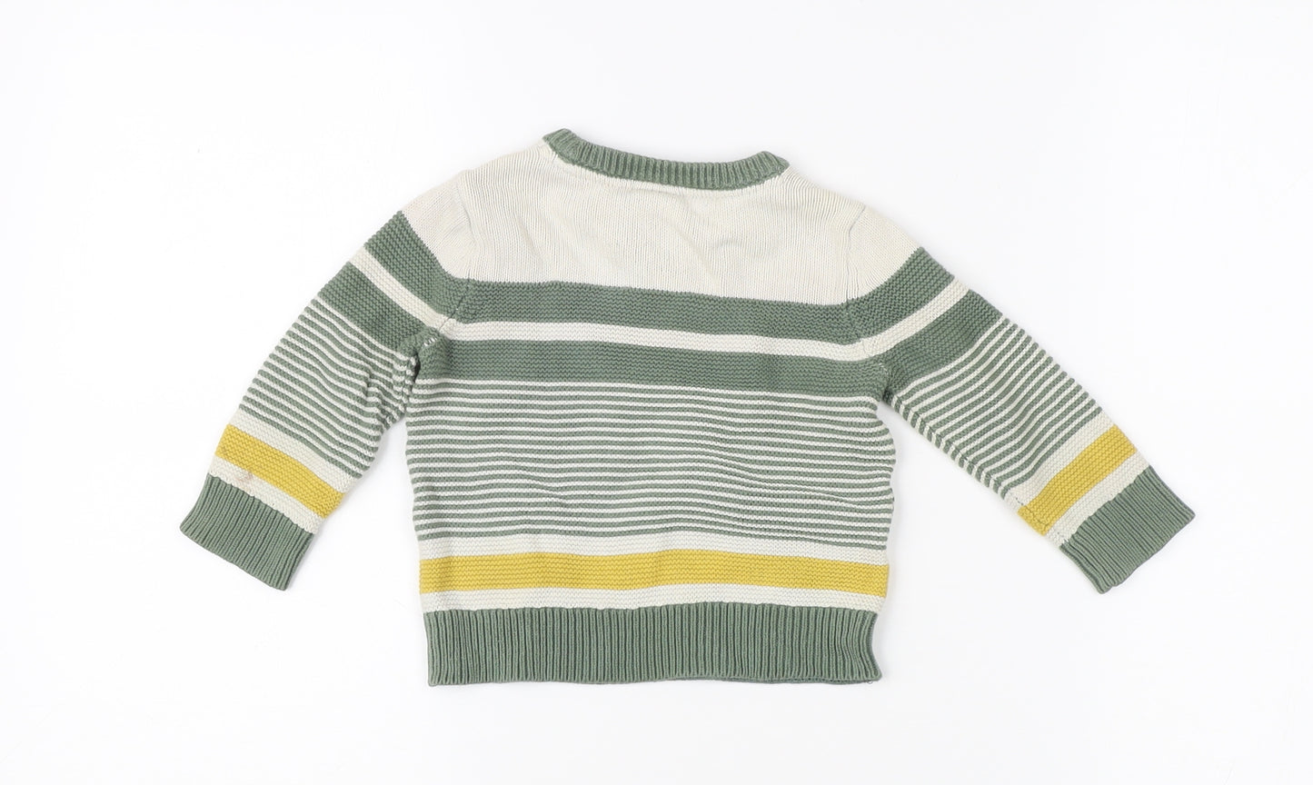 Mini Club Unisex Green Pullover Jumper, 9-12 Months, Striped Knit