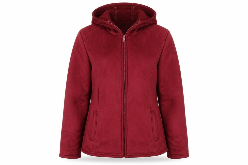 Front view of Mia Moda Women's Red XL Hooded Jacket