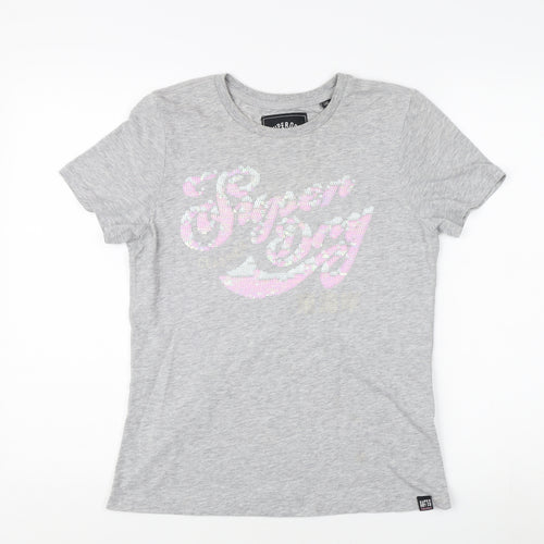 Superdry Women's Grey Sequin T-Shirt Size 10