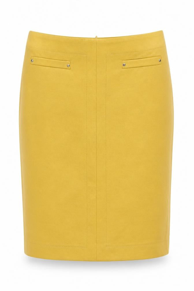 Front view of M&Co Women's Yellow Pencil Skirt, size 10