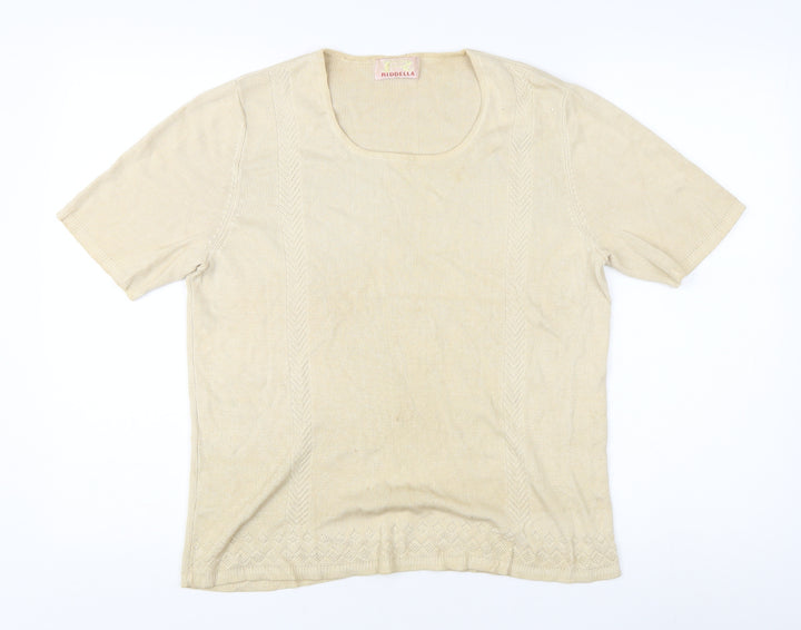 Riddella Beige Women's Short Sleeve Knit Top
