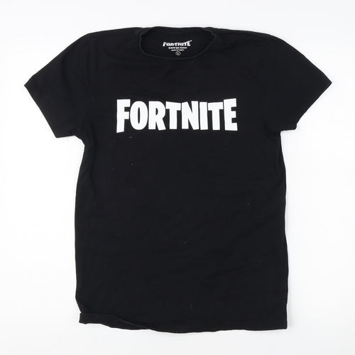 Fortnite Boys Black L T-Shirt - Short Sleeve, Crew Neck