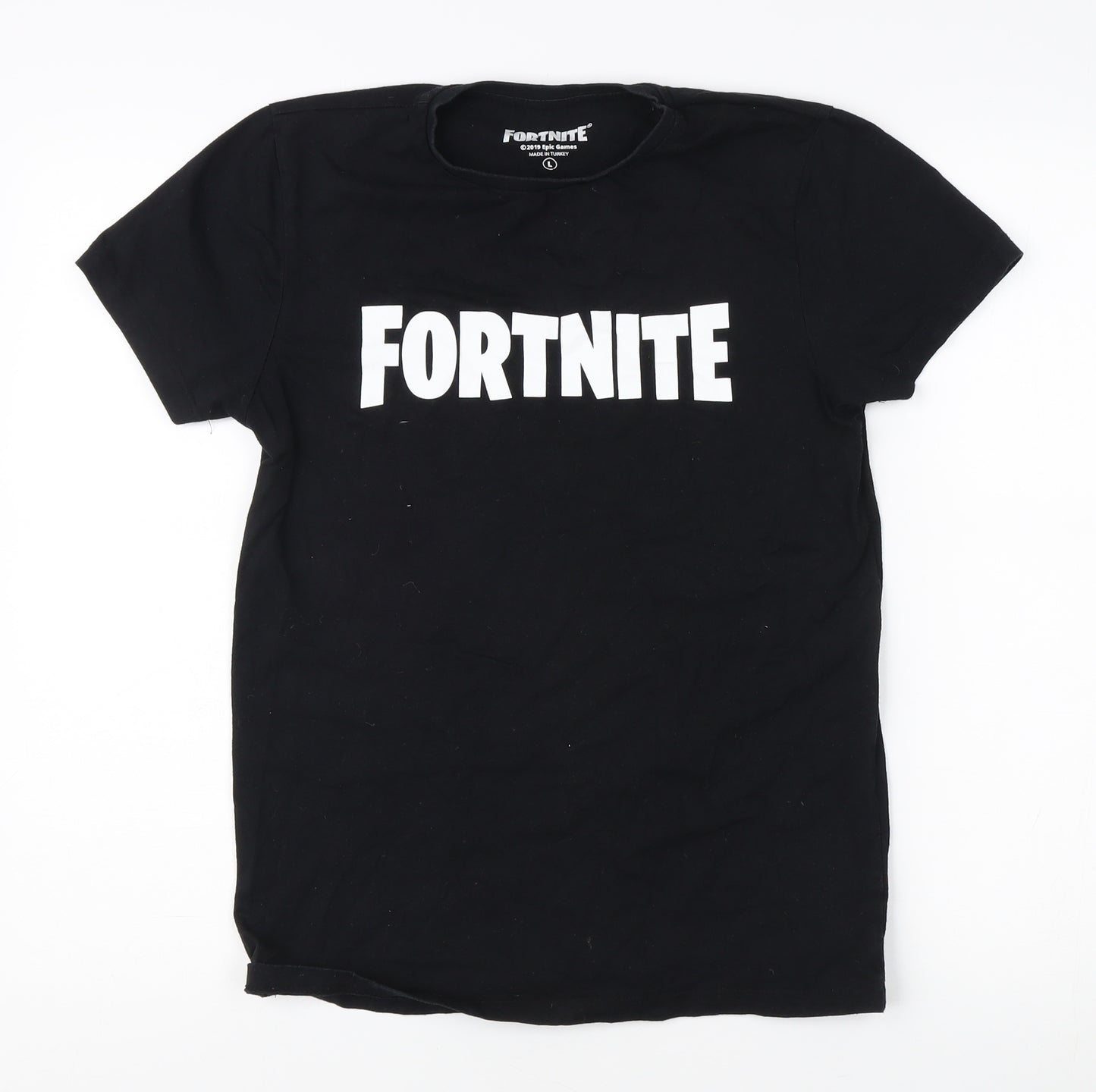Fortnite Boys Black L T-Shirt - Short Sleeve, Crew Neck