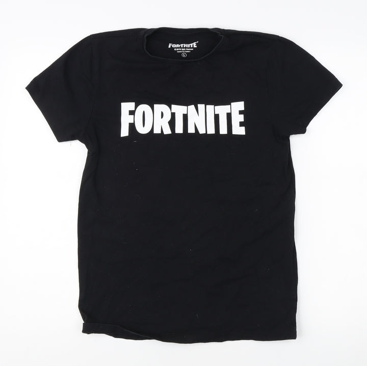 Fortnite Boys Black L T-Shirt - Short Sleeve, Crew Neck