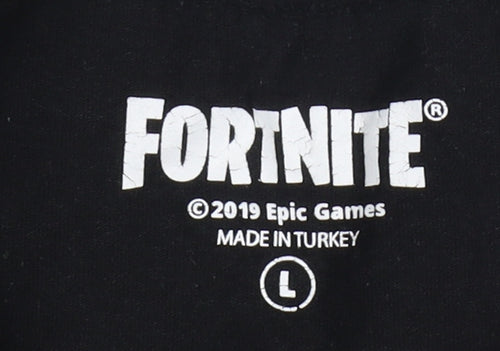 Fortnite Boys Black L T-Shirt - Short Sleeve, Crew Neck