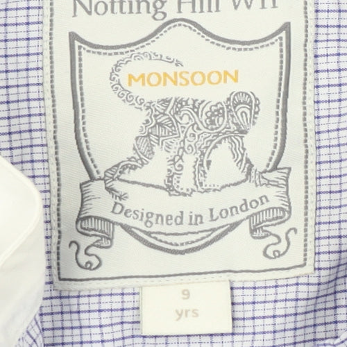Monsoon Boys White Check Button-Up Shirt 9 Years