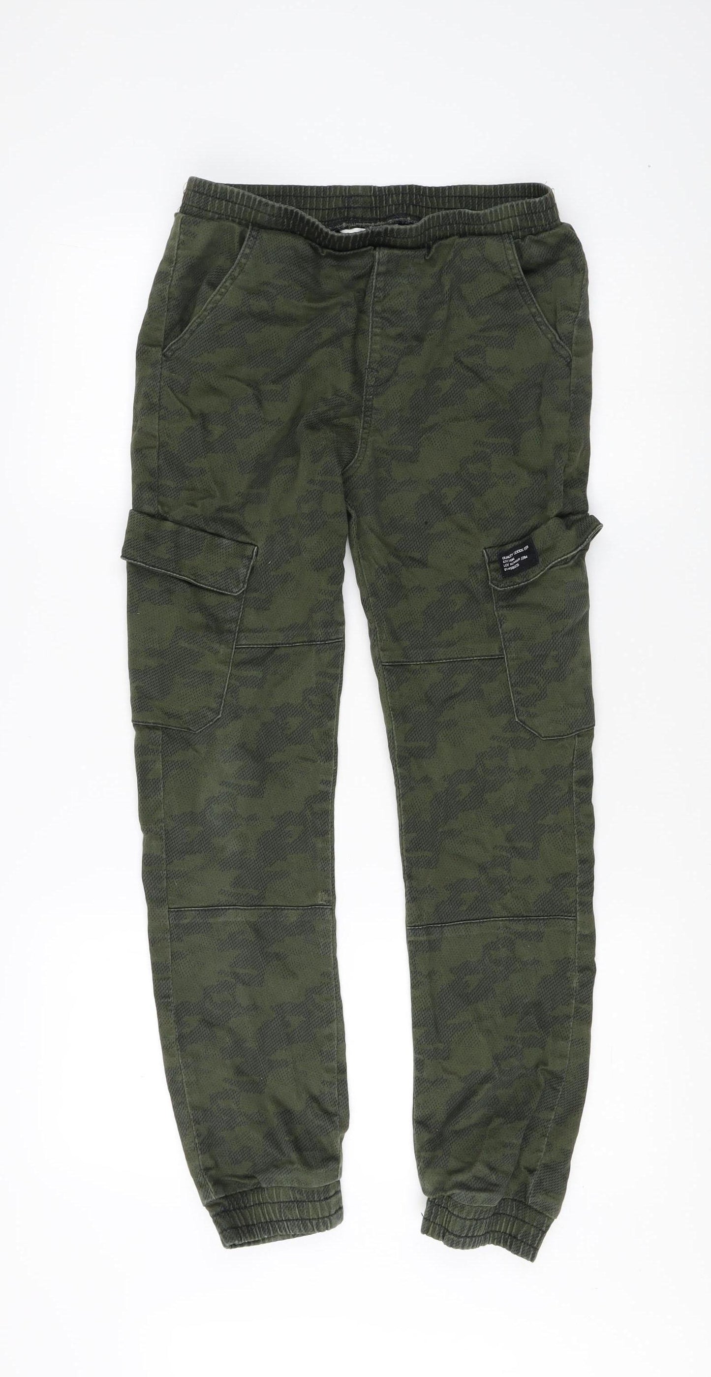 Marks and Spencer Boys Green Cargo Trousers, 13-14 Years