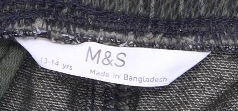 Marks and Spencer Boys Green Cargo Trousers, 13-14 Years