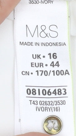 Marks and Spencer Women's Ivory V-Neck Top Size 16