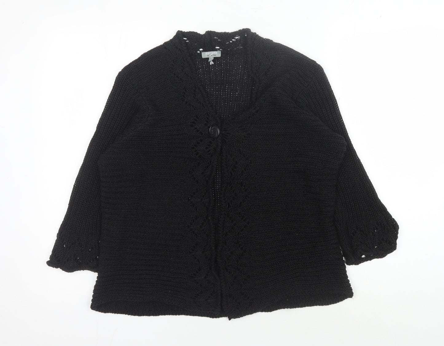 Per Una Women’s Black Cardigan, L, 3/4 Sleeve Knit
