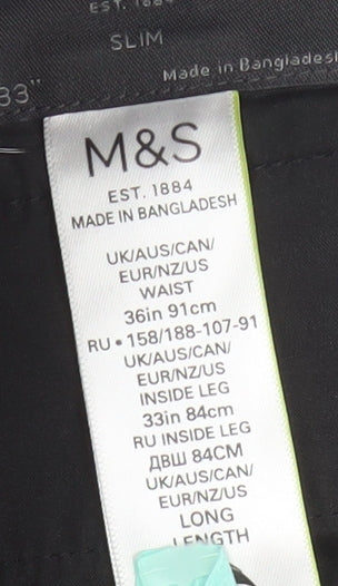 Marks and Spencer Men's Black Slim Trousers 36