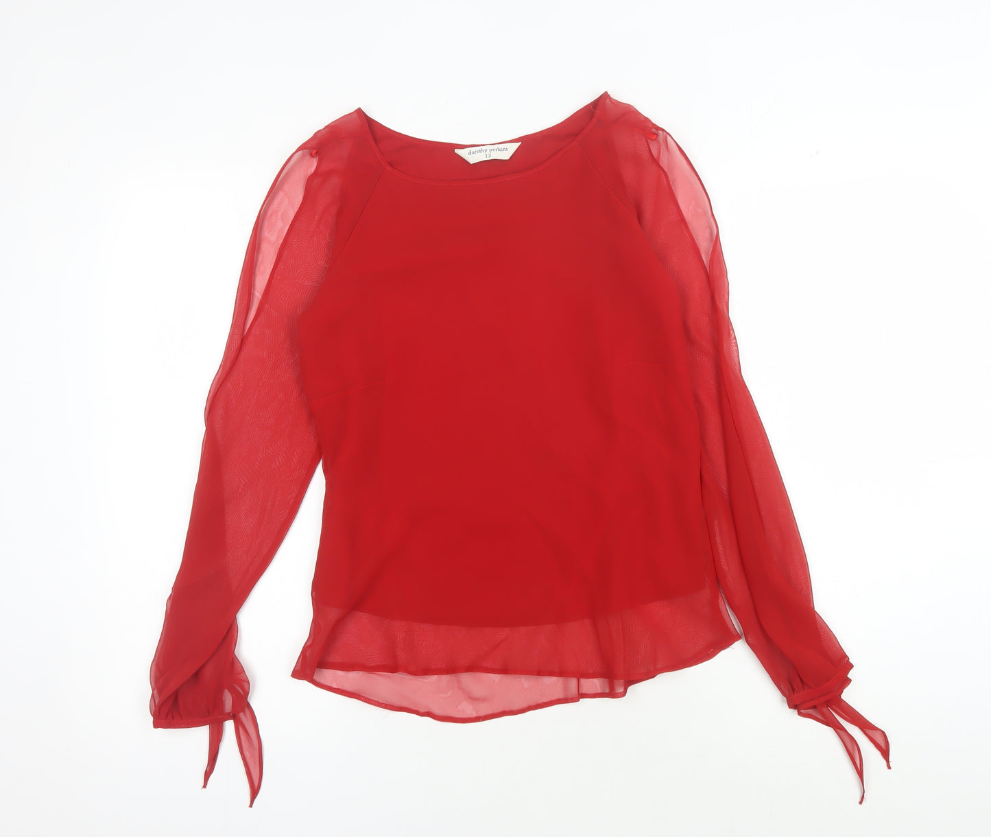 Dorothy Perkins Women's Red Blouse, Size 12, Long Sleeve