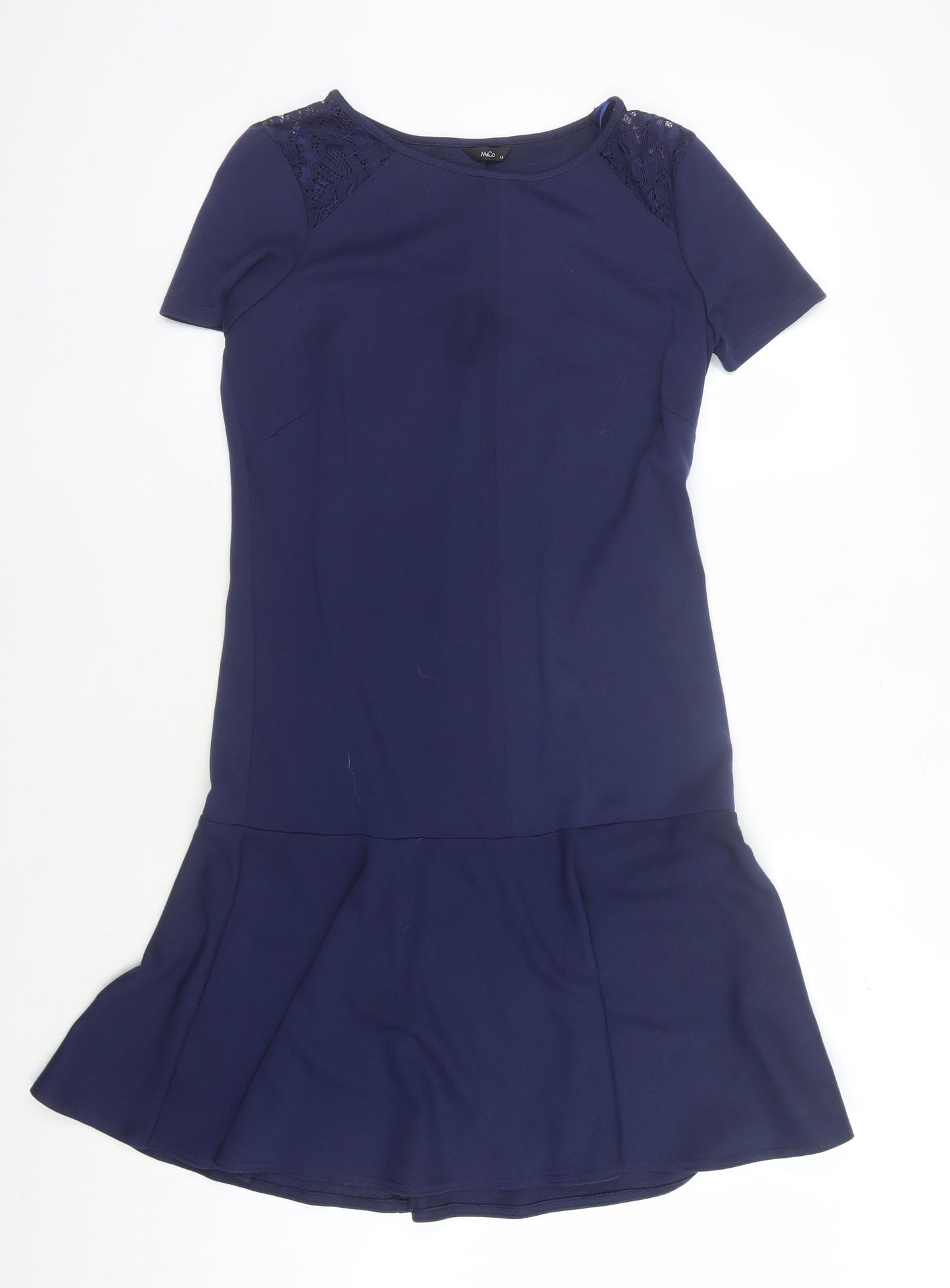 M&Co Women's Blue Short Sleeve Dress Size 12
