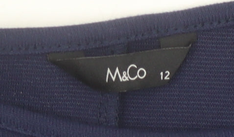 M&Co Women's Blue Short Sleeve Dress Size 12