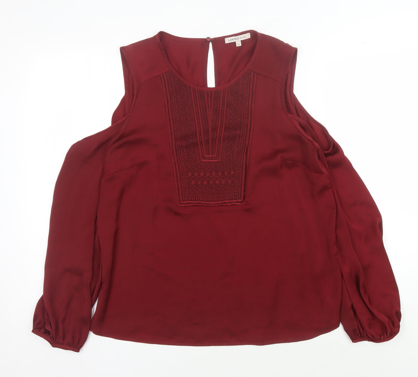 Marks and Spencer Women's Red Embroidered Blouse Size 12