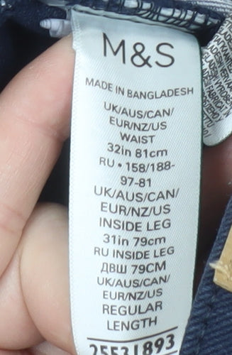 Marks and Spencer Men's Blue Tapered Jeans 32 Waist