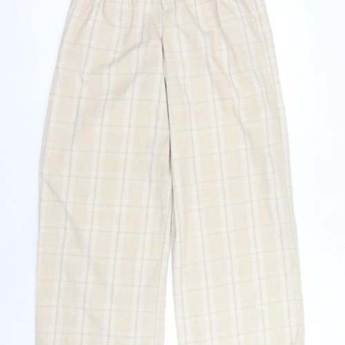 H&M Women Beige Plaid Trousers Size 8
