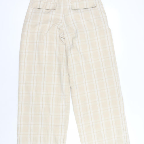 H&M Women Beige Plaid Trousers Size 8