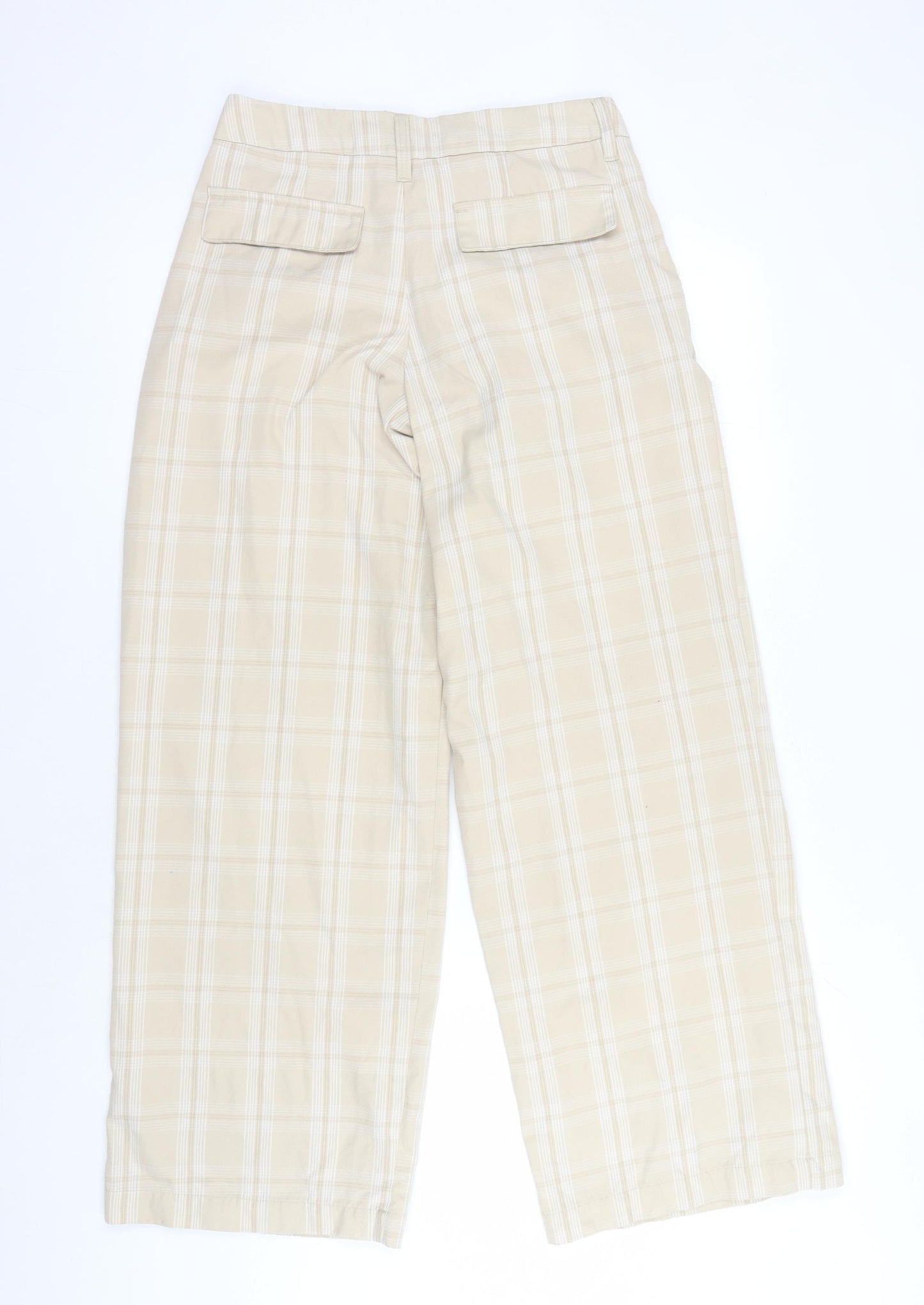 H&M Women Beige Plaid Trousers Size 8