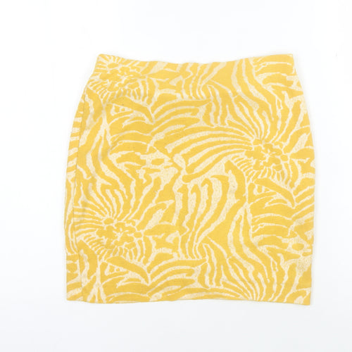 H&M Women's Yellow Animal Print Pencil Skirt, Size S