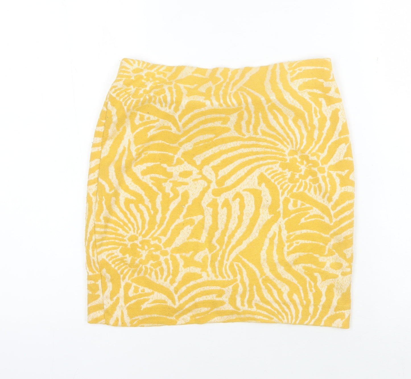 H&M Women's Yellow Animal Print Pencil Skirt, Size S
