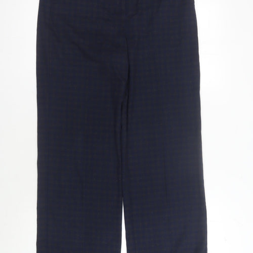 Marks and Spencer Women's Blue Check Trousers - Size 10