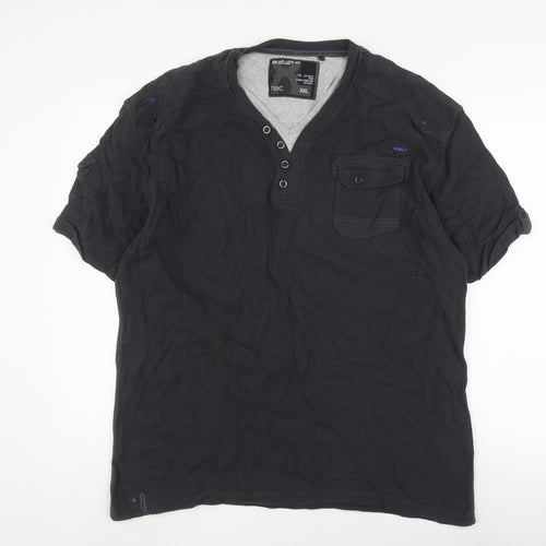 Next Men's Black 2XL Henley T-Shirt
