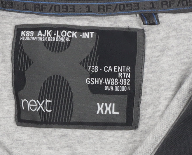 Next Men's Black 2XL Henley T-Shirt