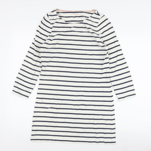 Boden Women's White Striped Shift Dress Size 8
