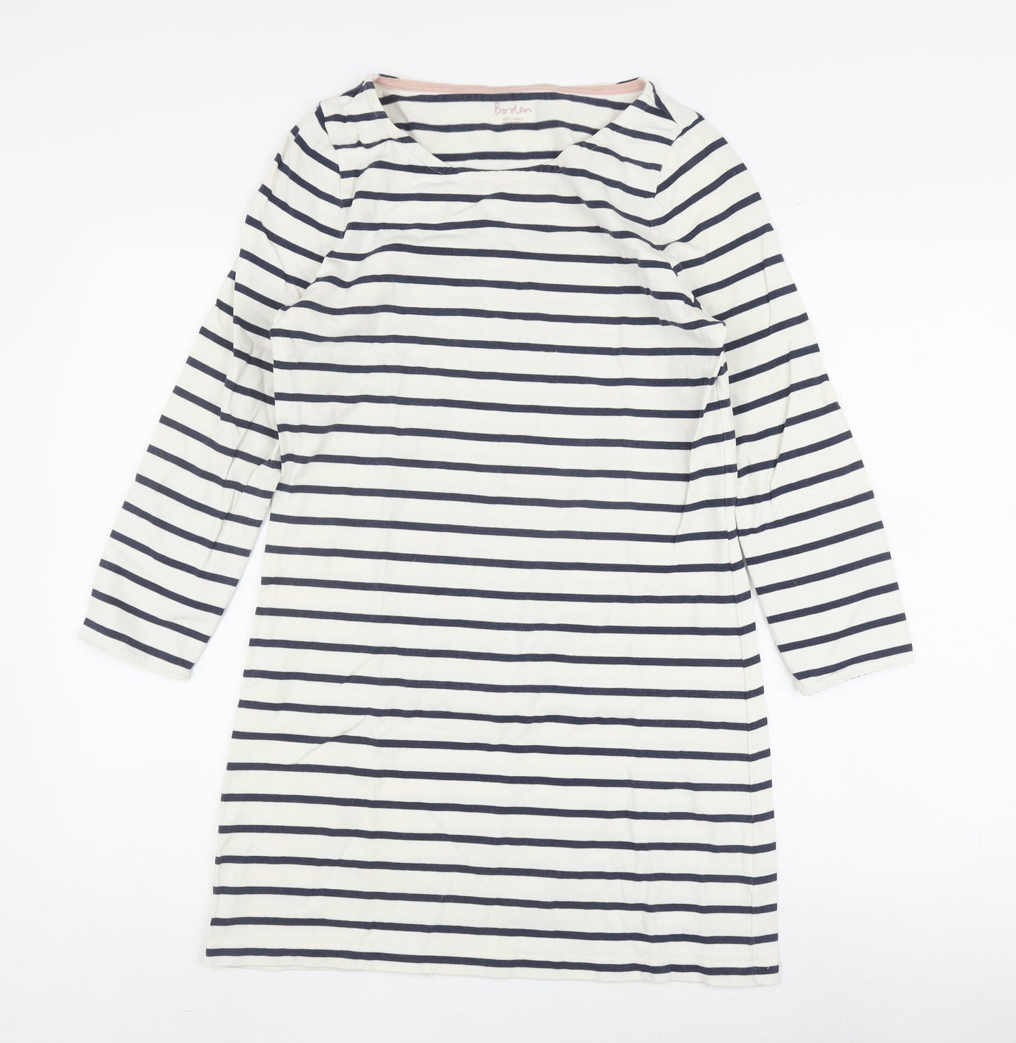Boden Women's White Striped Shift Dress Size 8